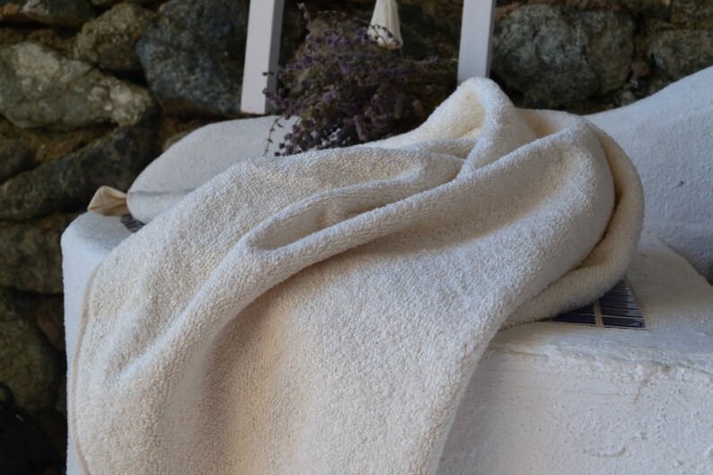 Unique natural terry linen bath towel/ Linen Spa Towel/ Bath Sheet. Heavy natural linen Milk white