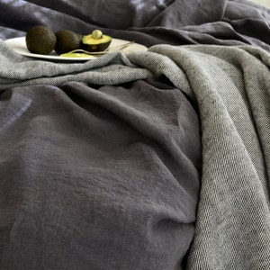 Charcoal stonewashed medium weight linen duvet/doona/ quilt cover. King and Queen sizes image 5