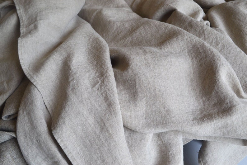 Luxurious natural stonewashed linen fitted sheet. Medium weight linen. Undyed linen bedding. image 4