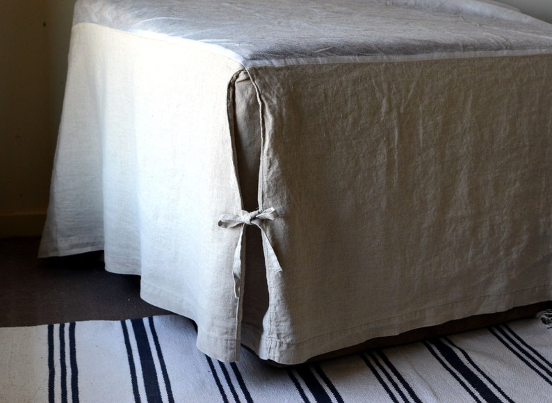 Box Pleated Linen Bedskirt With Ties. Dust ruffle. Valance. Etsy
