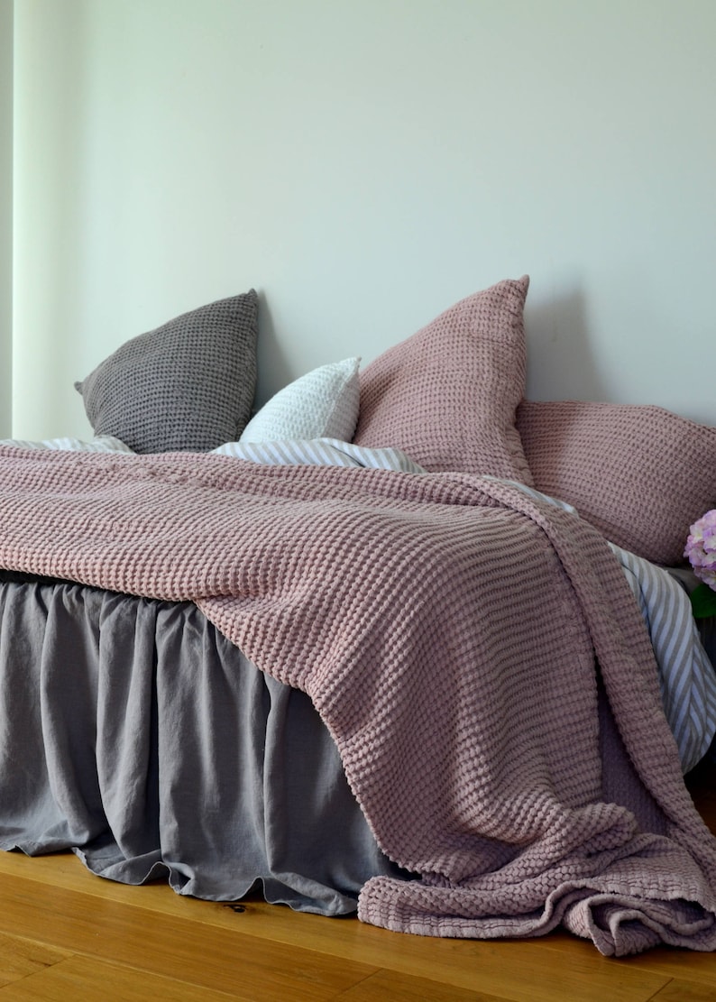 Bedding Super Heavy Duck Egg Blue Waffle Textured Stonewashed