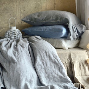 Light grey stonewashed luxurious linen duvet cover/quilt cover/ doona cover by House of Baltic Linen image 4