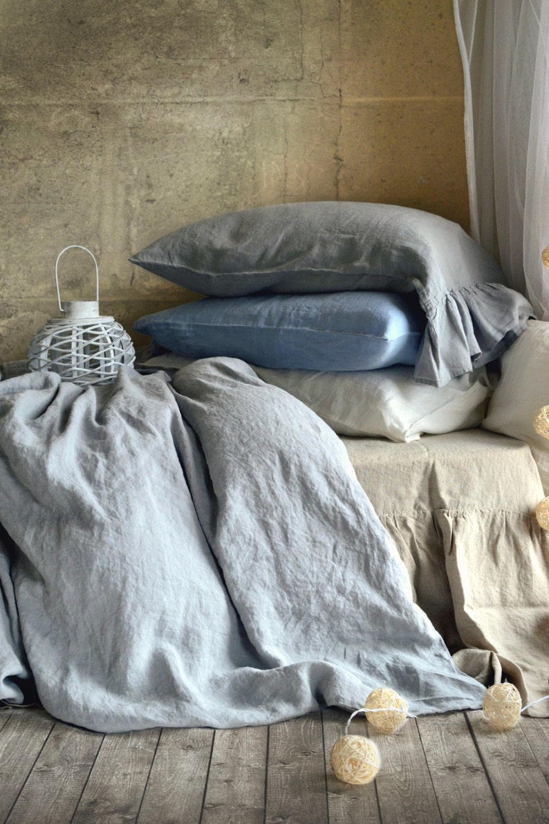 Light grey stonewashed luxurious linen duvet cover/quilt cover/ doona cover by House of Baltic Linen image 4