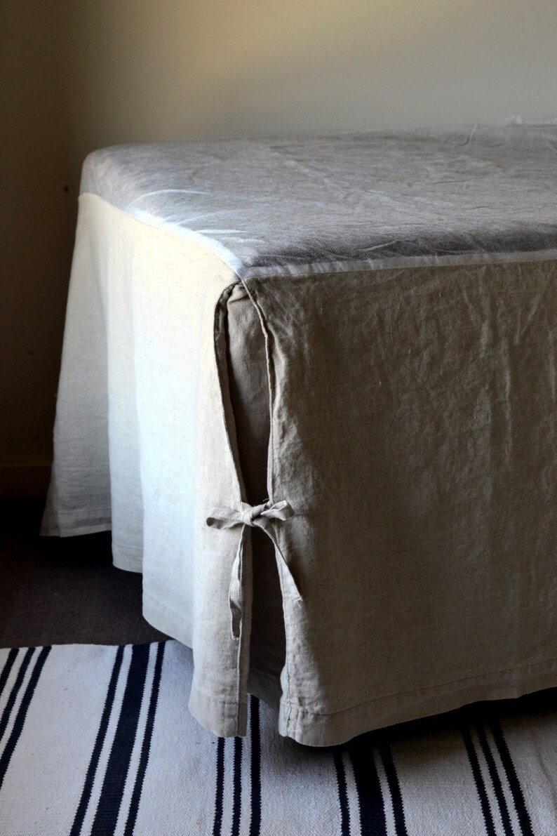 Box Pleated Linen Bedskirt With Ties. Dust ruffle. Valance. Etsy