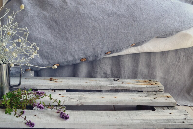 Pure linen duvet cover. Dove Grey Stonewashed Heavy Weight Etsy