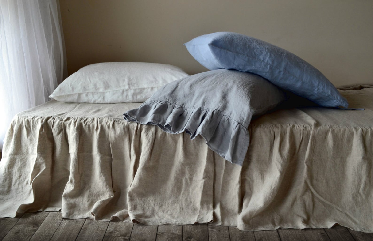 Ruffled Bedskirt in Natural Undyed Linen. Bedskirt. Dust Etsy