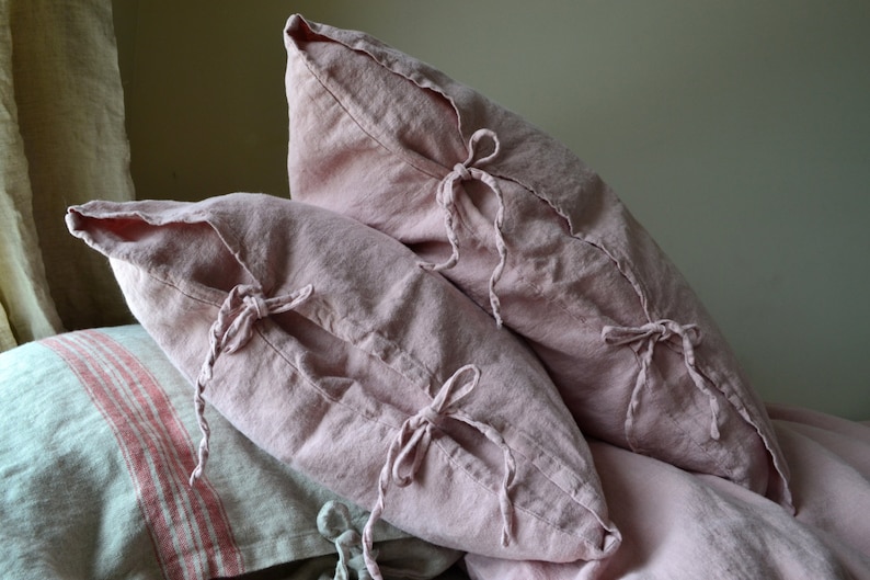 Rose Quartz Rustic Heavyweight Linen Pillowcases, set of 2- Standard, King and Euro sizes