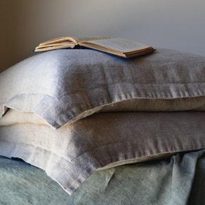 Linen Pillow Sham in its Natural Colour. Rustic Inspired, Heavyweight Bedding. Standard, King and Euro Sizes image 3