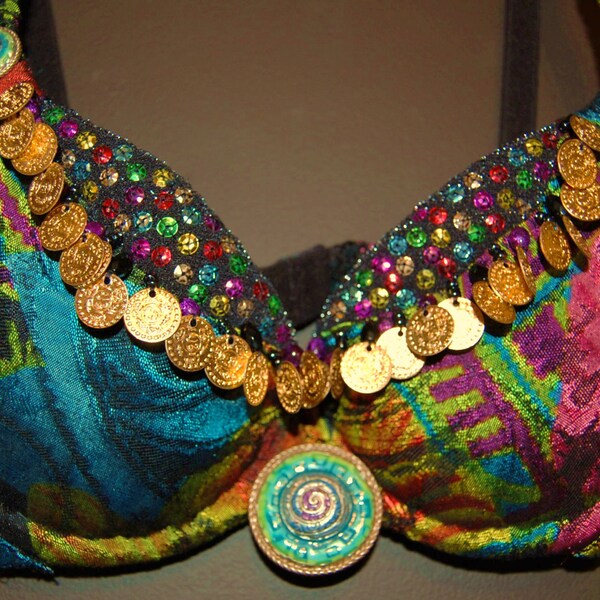 Handmade Unique Retro Boho Festive Belly Dance Bra