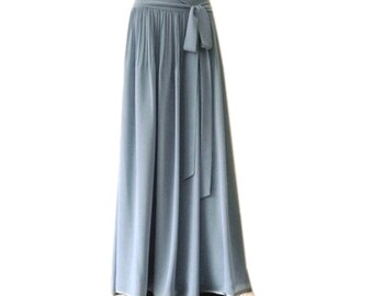 dusty blue chiffon maxi skirt