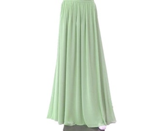 sage green chiffon skirt