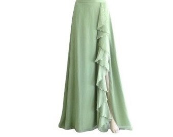 sage green chiffon skirt