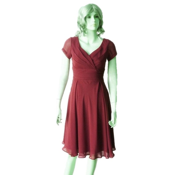 Buy Burgundy Dress With Sleeves. Burgundy Bridesmaid Dress. Knee Length  Dress. Online in India - Etsy