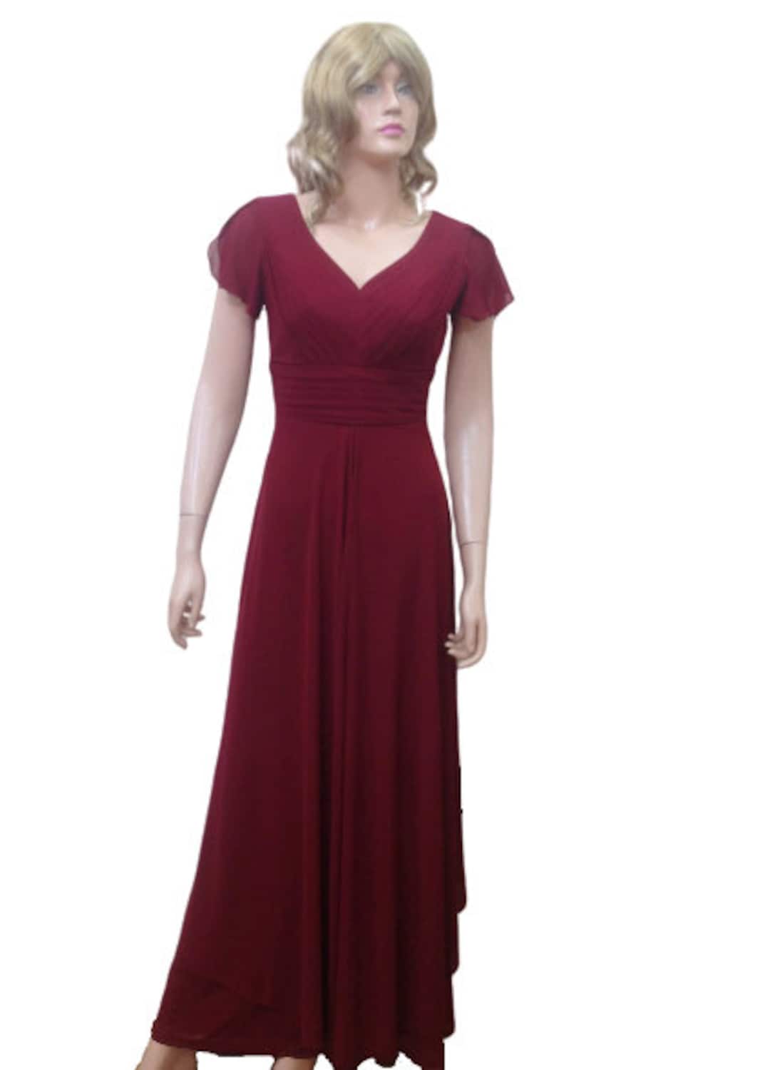 Dress With Sleeves. Burgundy Bridesmaid Dress Etsy