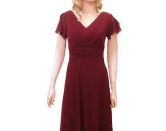 burgundy knee length bridesmaid dresses A-Line/Princess Scoop Short Sleeves Knee-Length Pleated Junior Bridesmaid Dresses with Bow Sash