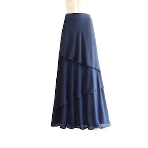Navy Blue Maxi Skirt. Navy Blue Bridesmaid Skirt Long Evening Skirt. Chiffon Floor Length Skirt.