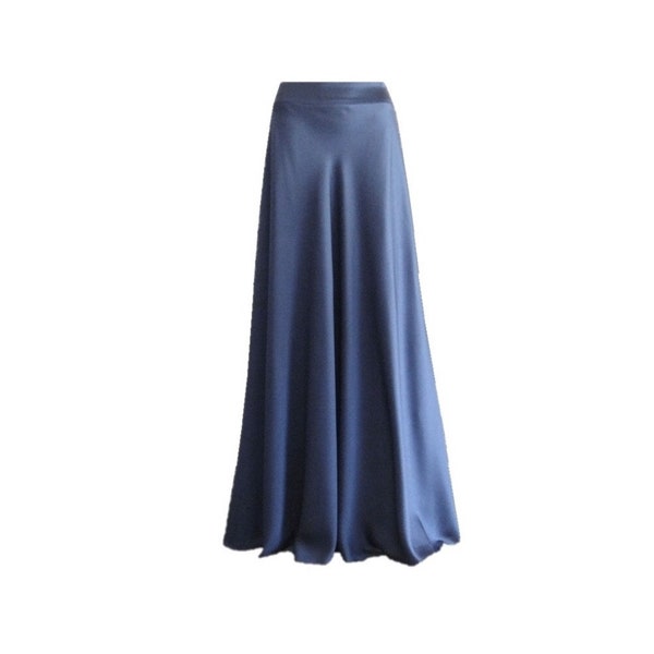Navy Blue Maxi Skirt. Navy Blue Bridesmaid. Skirt Long Evening Skirt. Silk Floor Length Skirt.