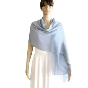 Dusty Blue Chiffon Shawl. Dusty Blue Long Scarf. Chiffon Scarf