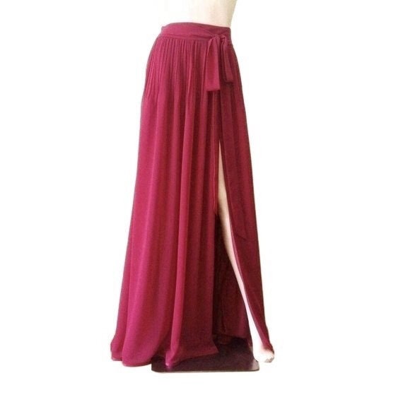 burgundy maxi skirt