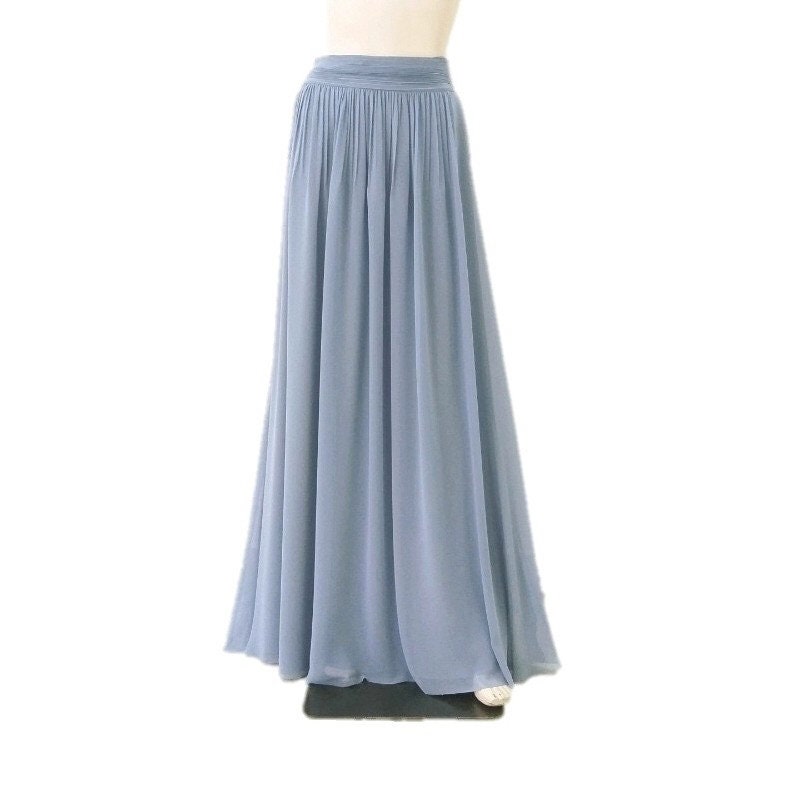 Wielsscca Women's Pleated Maxi Skirt - Flowy Chiffon Tiered A-Line Skirt With Elastic Waist
