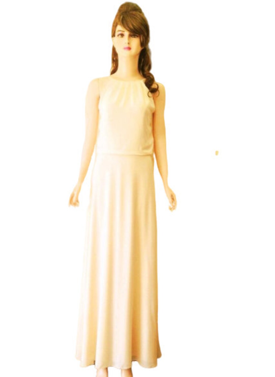 Ivory Prom Dress. Ivory Maxi Dress. Chiffon Floor Length Dress.