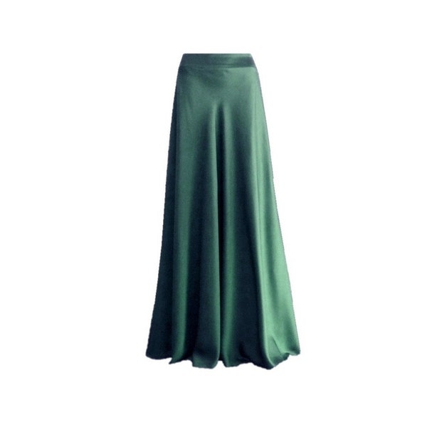 Forest Green Maxi Skirt. Forest Green Bridesmaid. Skirt Long Evening Skirt. Silk Floor Length Skirt.