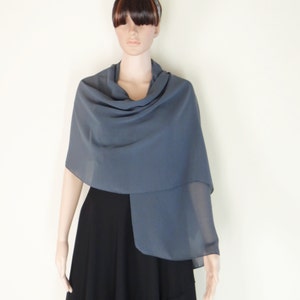 Dark Grey Chiffon Shawl. Soft Long Scarf. Dark Grey Wrap Scarf
