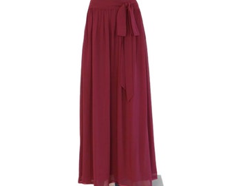 Maxi Skirt. Burgundy Long Skirt. Floor Length Skirt