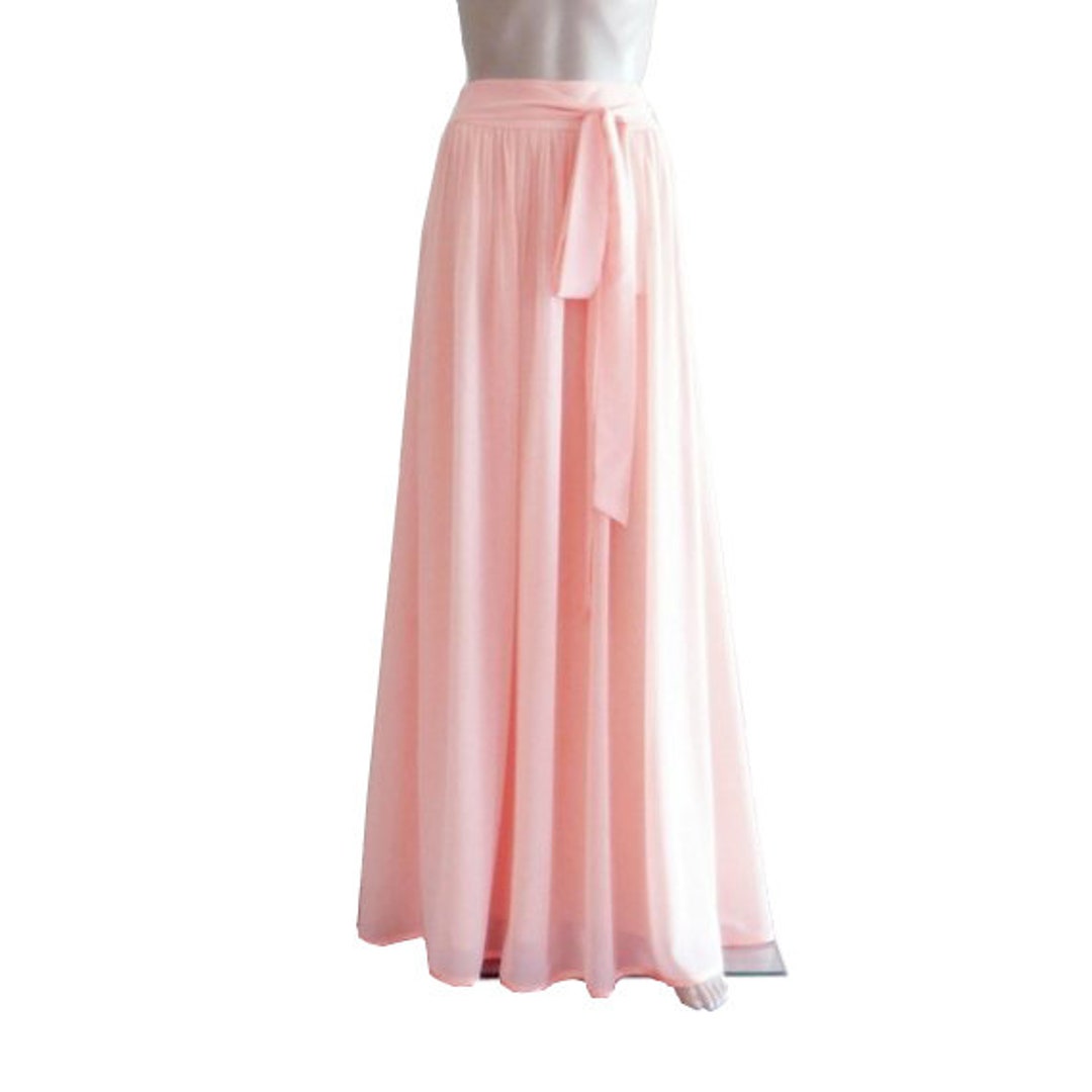 Light Pink Maxi Skirt. Light Pink Bridesmaid. Skirt Long Evening Skirt ...