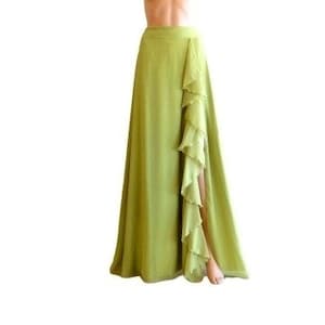 Clover Maxi Skirt. Clover Bridesmaid Skirt. Long Ruffle Evening Skirt. Chiffon Floor Length Skirt. Skirt With Slit.