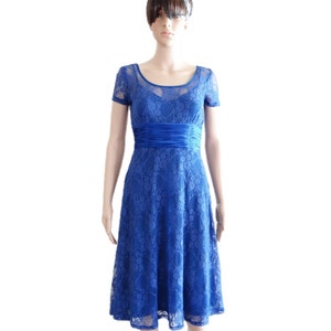 Blue Lace Bridesmaid Dress. Dress With Sleeves