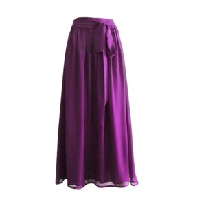 Long Bridesmaid Skirt. Purple Evening Skirt. Purple Maxi Skirt. Chiffon Floor Length Skirt.