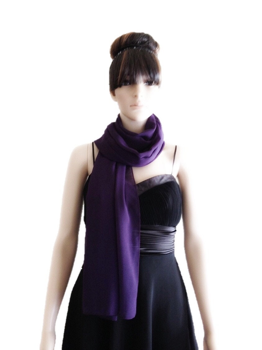 Écharpe Châle Violette En Mousseline De Soie Avec Strass - France