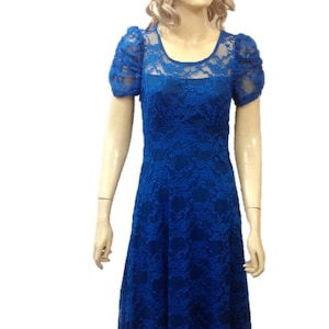 Blue Lace Bridesmaid Dress. Dress With Sleeves