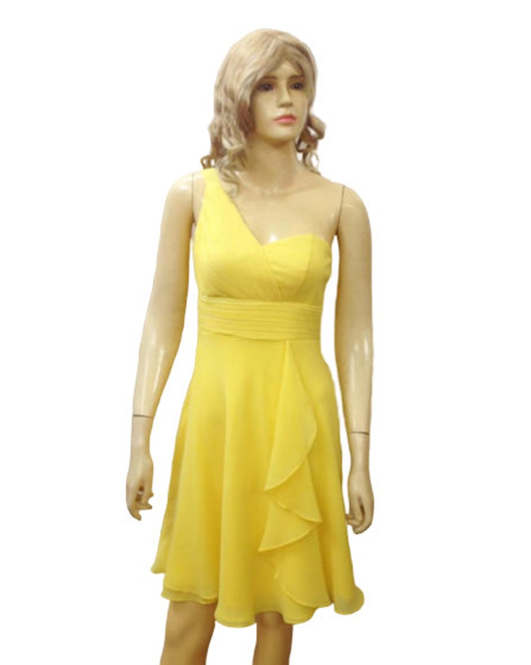 One Shoulder Dress. Yellow Bridesmaid Dress Etsy