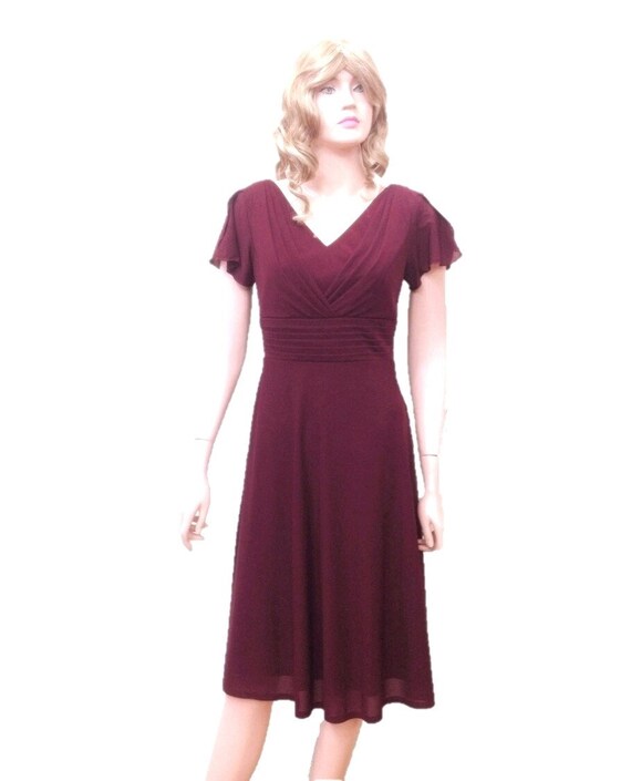 knee length wine dress Burgundy Velvet Knee Length Dress Burgundy / US 4