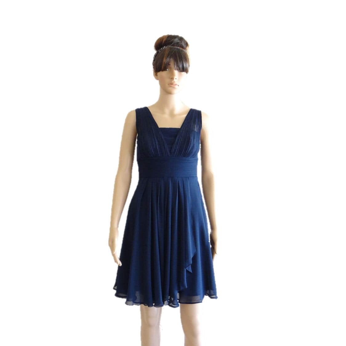 Bridesmaid Dress. Navy Blue Knee Length Dress. Evening Dress.