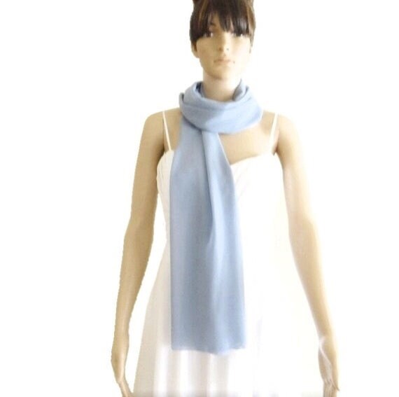 Light Dusty Blue Chiffon Shawl. Light Dusty Blue Long Scarf