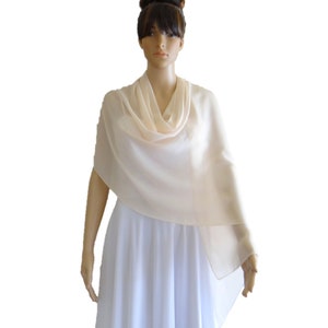 Ivory Chiffon Shawl. Chiffon Scarf. Ivory Long Scarf.