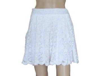 Off White Knee Length Skirt. Off White Bridesmaid Skirt. Evening Skirt. Lace Skirt.