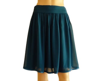 Bridesmaid Skirt. Teal Blue Skirt. Knee Length Skirt.