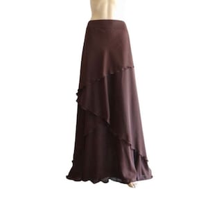 Brown Maxi Skirt. Brown Bridesmaid Skirt. Long Evening Skirt. Chiffon Floor Length Skirt.