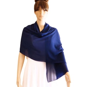 Blue Chiffon Shawl. Chiffon Scarf. Blue Long Scarf.