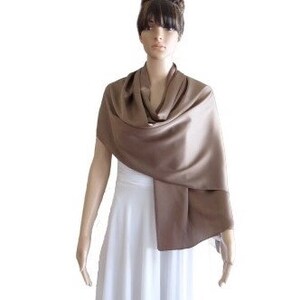 Dark Tan Silk Shawl. Soft Silk Scarf. Dark Tan Long Scarf.