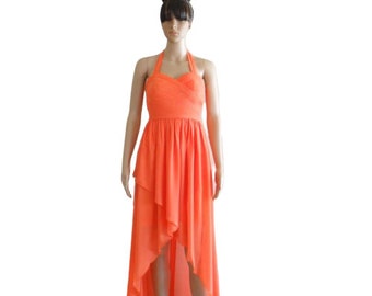 Vestido Maxi Naranja. Vestido largo de dama de honor. Vestido de gasa