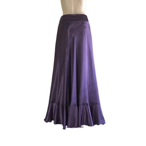 Dark Purple Bridesmaid Skirt. Silk Maxi Skirt. Long Evening Skirt. Party Skirt.