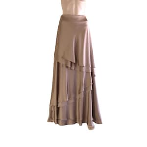 Dark Tan Bridesmaid Skirt. Silk Maxi Skirt. Long Evening Skirt. Party Skirt.