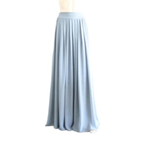 Light Dusty Blue Maxi Skirt. Light Dusty Blue Bridesmaid Skirt. Long Evening Skirt. Chiffon Floor Length Skirt.