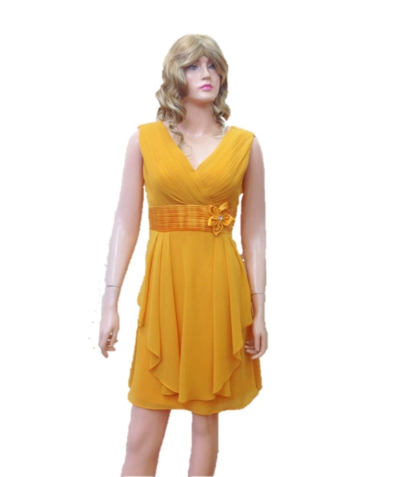 slim fit dress slacks Chiffon Yellow Halter Long Bridesmaid Dress with Belt – FancyVestido main image 1