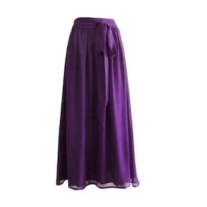 Maxi Rok. Donkerpaarse lange bruidsmeisje rok. Donkerpaarse Chiffon vloer lengte rok.